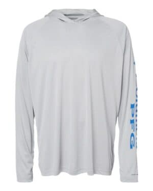 COOL GREY/ VIVID BLUE 212482 pfg terminal tackle hooded long sleeve t-shirt