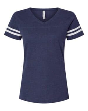 Lat 3537 women's football v-neck fine jersey tee