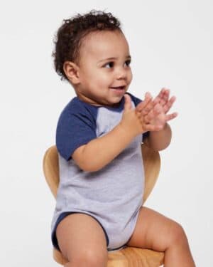 VINTAGE HEATHER/ VINTAGE TRUE NAVY Rabbit skins 4430 infant baseball fine jersey bodysuit