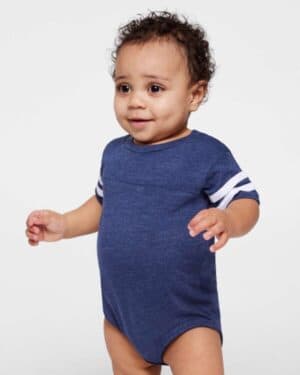 VINTAGE TRUE NAVY/ BLENDED WHITE Rabbit skins 4437 infant football fine jersey bodysuit
