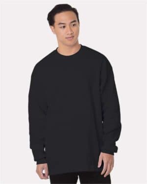 BLACK Bayside 8205 usa-made heavyweight waffle knit thermal