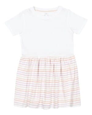 WHITE/ LILAC STRIPE Rabbit skins 5333 toddler fine jersey dress
