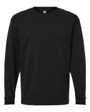 BLACK American apparel 9410 super heavyweight long sleeve pocket tee