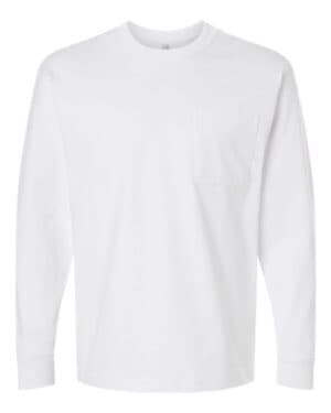 WHITE American apparel 9410 super heavyweight long sleeve pocket tee