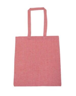 HAPPY HEATHER RED 8505R lightweight recycled canvas tote bag with extended handle