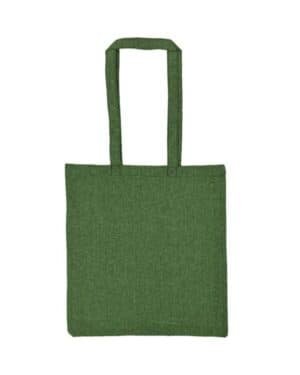 HEATHER GREEN 8505R lightweight recycled canvas tote bag with extended handle