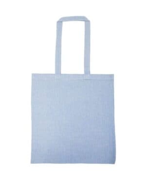 HEATHER MEDIUM BLUE 8505R lightweight recycled canvas tote bag with extended handle