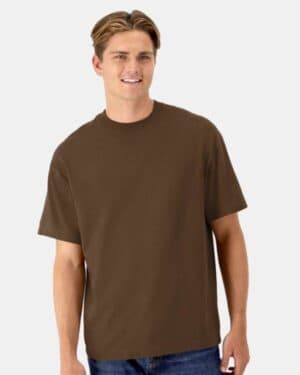 ARMY BROWN Hanes 5180R beefy-t retro street t-shirt