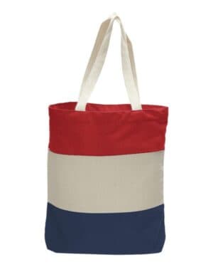 NAVY/ NATURAL/ RED Q-tees Q125900 11l tri-color tote
