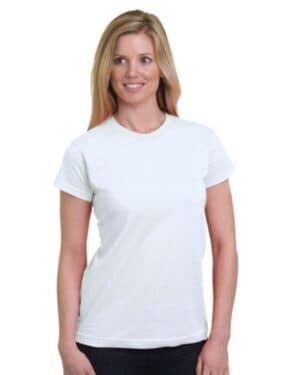 WHITE Bayside 5850 women's usa-made fine jersey t-shirt