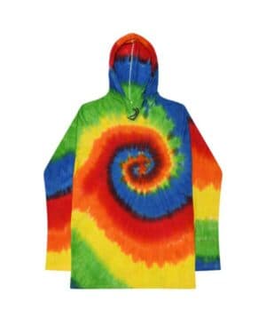 Colortone 2777 tie-dyed hooded long sleeve t-shirt