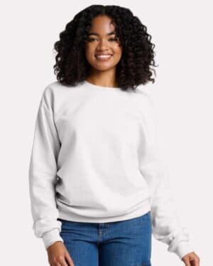 WHITE Jerzees IC48MR ultimate cvc crewneck sweatshirt