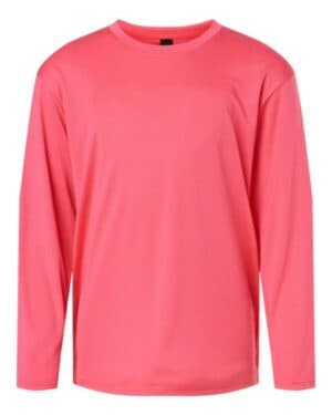 BRIGHT PINK 48400Y pro-lock youth performance long sleeve t-shirt