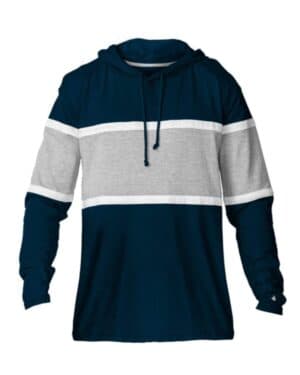 NAVY/ OXFORD/ WHITE NAVY/ OXFORD/ WHITE Badger 4981 unisex united hooded t-shirt