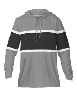 OXFORD/ BLACK/ WHITE OXFORD/ BLACK/ WHITE Badger 4981 unisex united hooded t-shirt