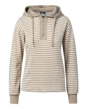 ATMOSPHERE/ ECRU STRIPE Mv sport W24128 women's alina henley hooded sweatshirt