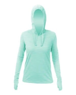 SEAFOAM HEATHERED WSBRZH0 women's breeze tech hooded long sleeve t-shirt