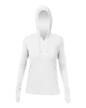 WHITE HEATHERED WSBRZH0 women's breeze tech hooded long sleeve t-shirt