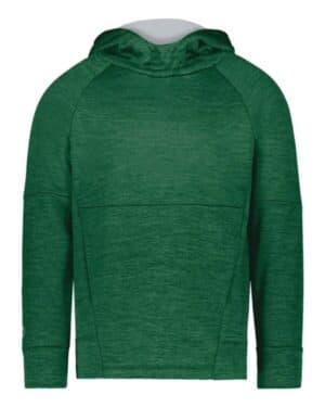 DARK GREEN HEATHER/ SILVER 223680 youth all-pro performance fleece hooded sweatshirt