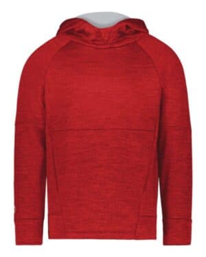SCARLET HEATHER/ SILVER 223680 youth all-pro performance fleece hooded sweatshirt