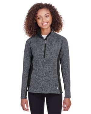 BLACK HEATHER/ BLACK Spyder S16562 women's constant half-zip sweater