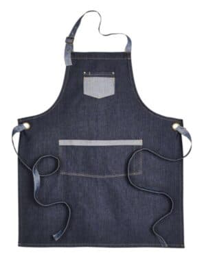 INDIGO DENIM RP127 domain contrast denim bib apron with pockets