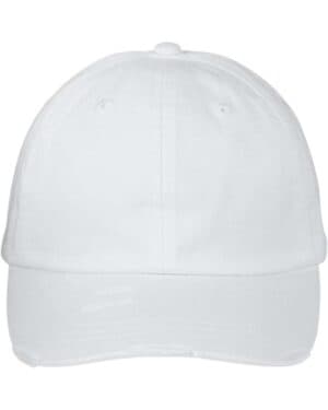 WHITE Adams headwear LP108 classic pigment distressed cap