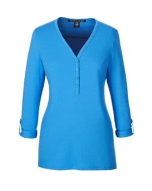 FRENCH BLUE DP186W women's perfect fit y-placket convertible sleeve knit top