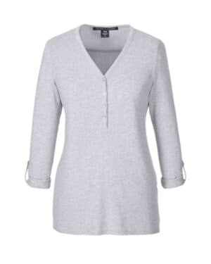 DP186W women's perfect fit y-placket convertible sleeve knit top