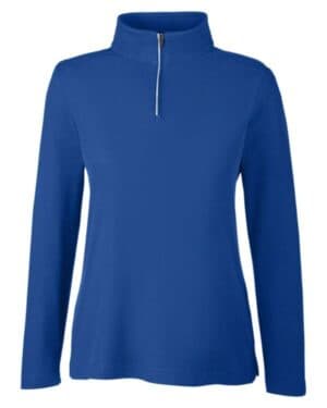 TRUE ROYAL CE405W women's fusion chromasoft pique quarter-zip pullover