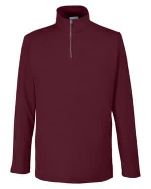 BURGUNDY CE405 men's fusion chromasoft pique quarter-zip pullover