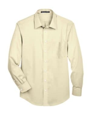 TRANSPARENT YELLOW DG530 men's crown collection solid stretch twill woven dress shirt