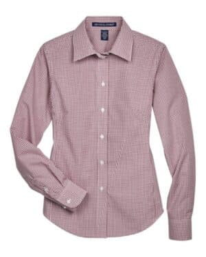 BURGUNDY D640W women's crown collection gingham check woven dress shirt