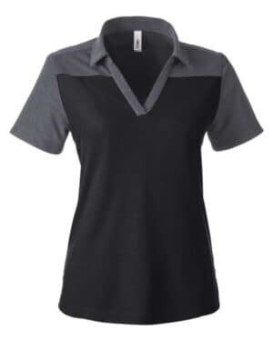 BLACK/ CARBON HEATHER CE112CW women's fusion chromasoft colorblock polo