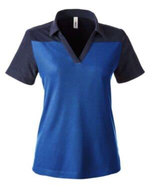 TRUE ROYAL/ CLASSIC NAVY HEATHER CE112CW women's fusion chromasoft colorblock polo