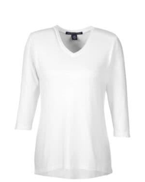 WHITE DP184W women's perfect fit bracelet-length v-neck top
