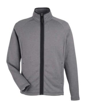 BLACK/ WHITE Core365 CE72 men's venture heathered stripe full-zip