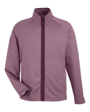 BURGUNDY/ WHITE Core365 CE72 men's venture heathered stripe full-zip