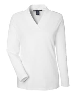 WHITE Devon & jones DP121W women's raleigh shawl collar knit top