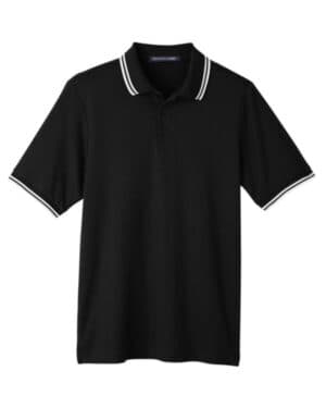 BLACK/ WHITE DG20C men's crownlux performance plaited tipped polo