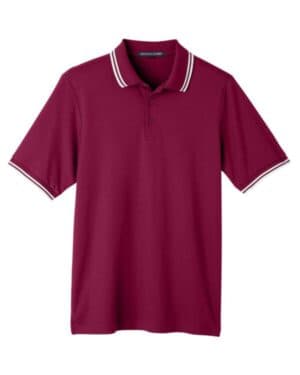 BURGUNDY/ WHITE DG20C men's crownlux performance plaited tipped polo