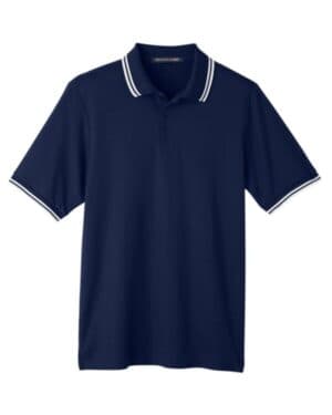 NAVY/ WHITE DG20C men's crownlux performance plaited tipped polo