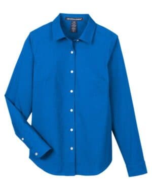 FRENCH BLUE MELANGE DG505W women's crownlux performance spencer poplin dress shirt