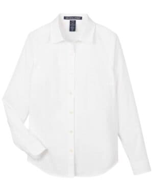 WHITE DG505W women's crownlux performance spencer poplin dress shirt