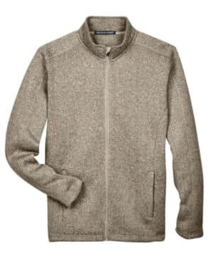 KHAKI HEATHER DG793 men's bristol full-zip sweater fleece jacket
