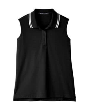 DG20SW women's crownlux performanceplaited tipped sleeveless polo