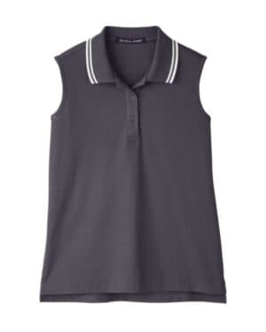 GRAPHITE/ WHITE DG20SW women's crownlux performanceplaited tipped sleeveless polo