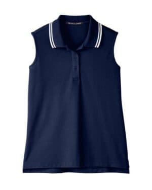 DG20SW women's crownlux performanceplaited tipped sleeveless polo