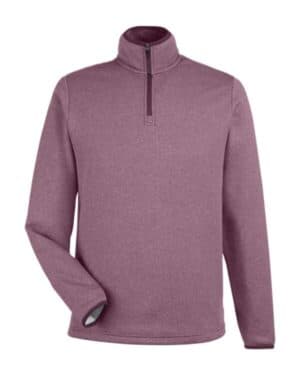 BURGUNDY/ WHITE CE73 men's venture heathered stripe quarter-zip pullover