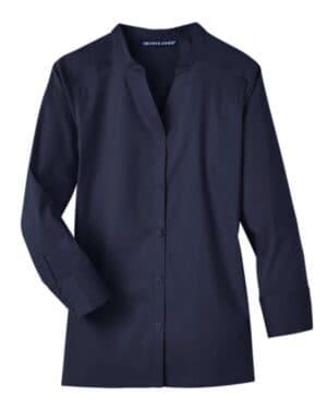 NAVY DG560W women's crown collection stretch broadcloth three-quarter sleeve blouse
